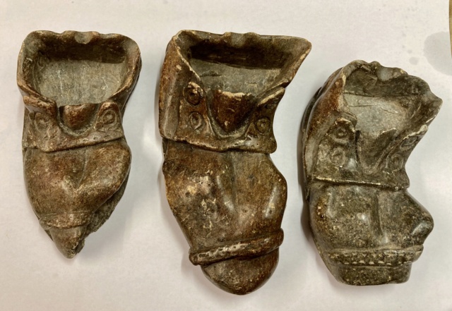 Inuit? - Three carved stone shoes, moccasins  76215b10
