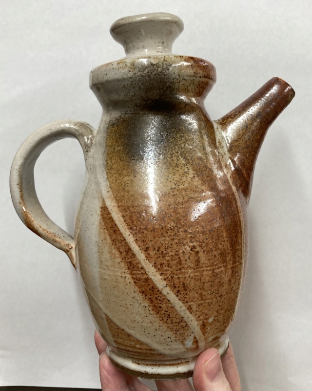 Shino and ash glazed jug, DT mark  777e5f10