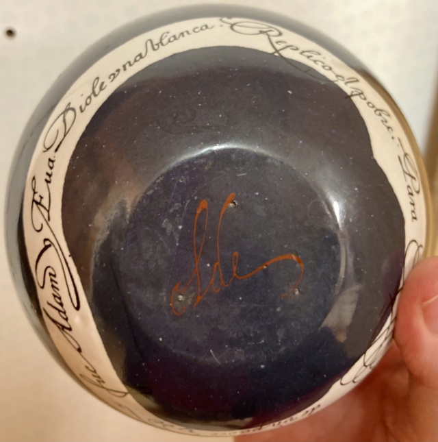 Mystery signed metal bowl with Spanish writing  A7cbb810