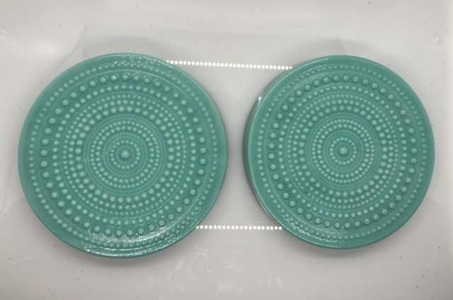 Unmarked turquoise glass trivets (hobnail, Jadeite)  A8f97910