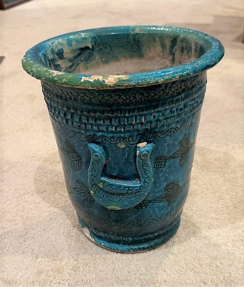 Two turquoise glazed pieces of pottery, possibly East Asian? Asian110