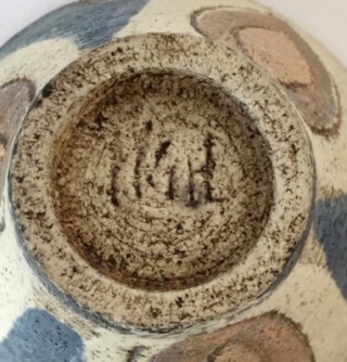 Stoneware flaired studio bowl, MGH mark?  Mary Gibson Horrocks? C9fb9a10