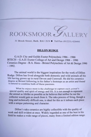 Raku Peregrine Falcon, signed DR mark - Dillon Rudge  Dillon10