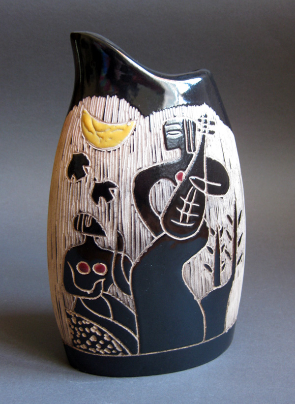 Sgraffito vase with musical figures, San Marino? Japanese? Saigon, Vietnam? Sgraff12