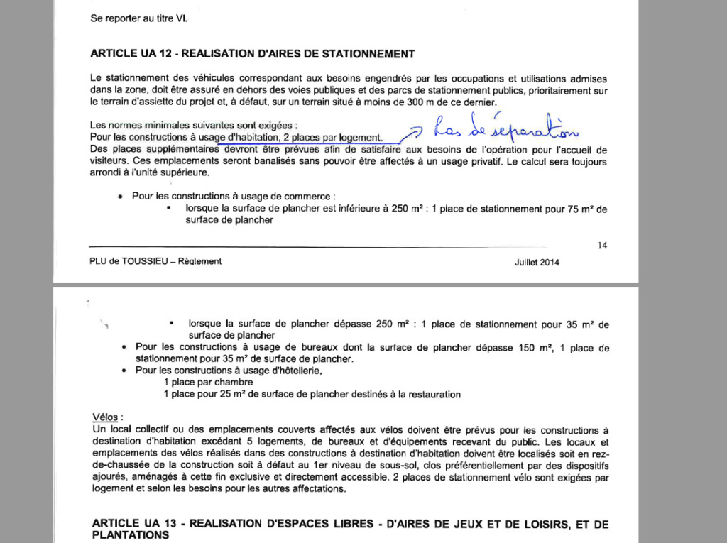 [ TECHNOLOGIE DU BATIMENT ] Nombre places de stationnement  zone UA Captur12