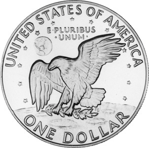 Pièce de 1$ des USA - Logo de la mission Apollo 11 Eisenh11