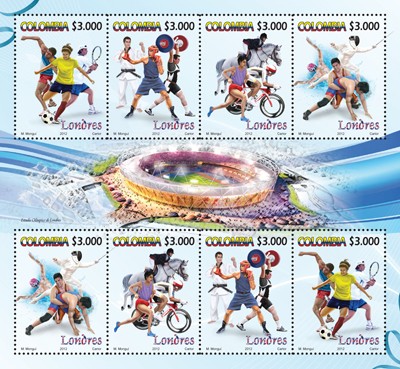 Timbre Colombie - Jeux Olympiques de Londres 2012 (Multisport) Colomb10