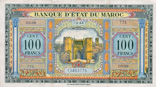 عملة المغرب: 1919 - 1956 110-4w10