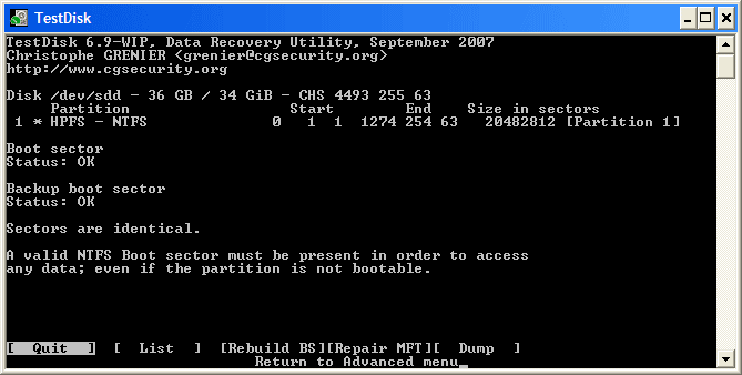 TestDisk, outil de récupération de données  Fileaf10