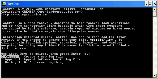 TestDisk, outil de récupération de données  Filecr10