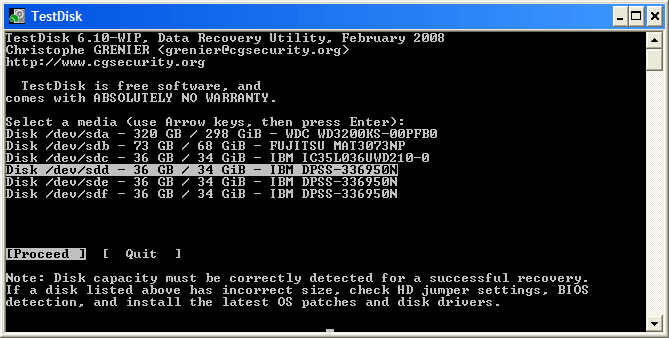 TestDisk, outil de récupération de données  Filese10