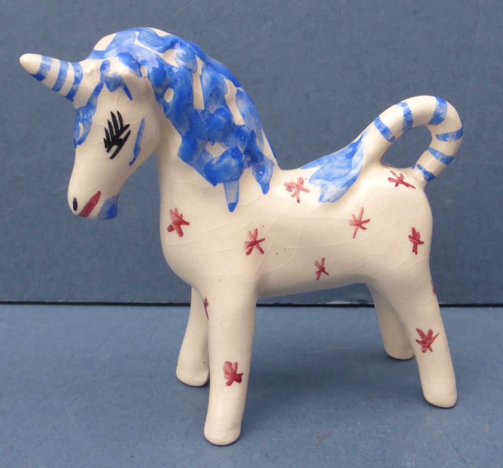 Pretty Little Ceramic Unicorn Figure by Unknown Maker 1960s - Help Please P1440811