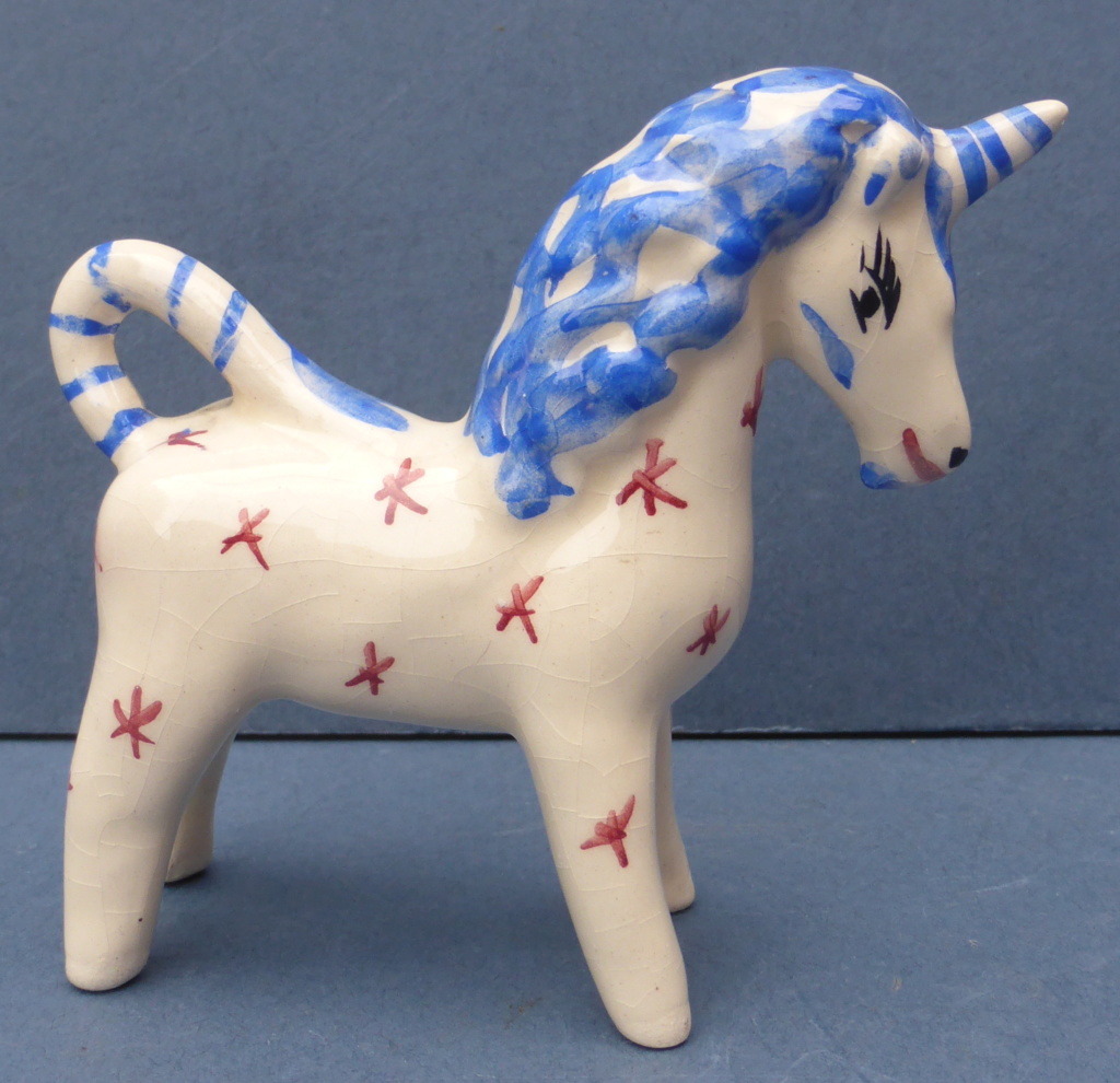 Pretty Little Ceramic Unicorn Figure by Unknown Maker 1960s - Help Please P1440812