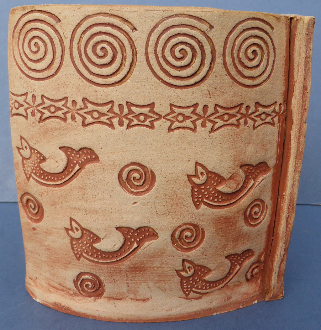 Slab Built Studio Pottery Vase Marked SN / NS P1450211