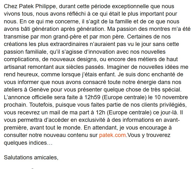 Le club des heureux propriétaires de Patek Philippe et futurs ! - tome IV - Page 41 Mail_p10