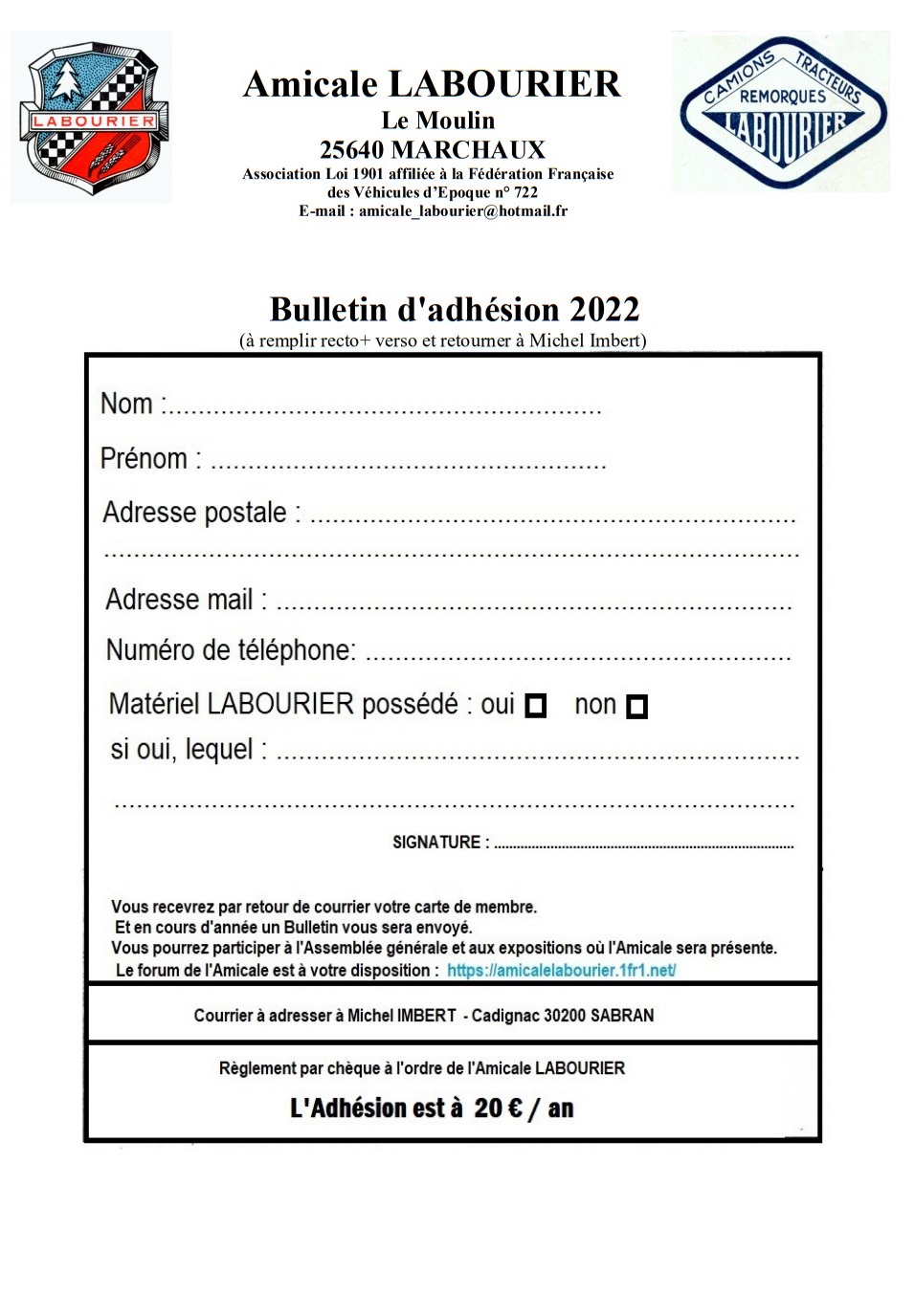 Bulletin d'adhésion 2022 Bullet17