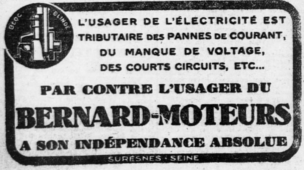 BERNARD  Horace et la publicité chez BERNARD-MOTEURS Export21