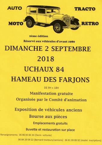 84 - UCHAUX : Auto-tracto-Moto-Rétro le 2 Septembre 2018