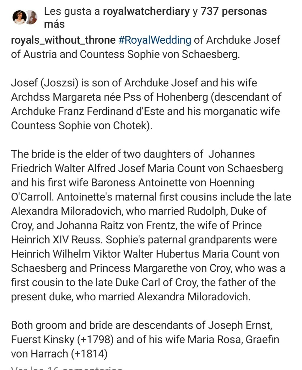 Boda del archiduque Josef de Austria y la Condesa Sofía de Schaesberg Scr12388