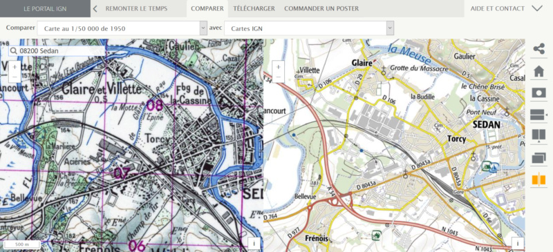 Photographies aériennes 1940 et cartographie sur le site IGN Remonter le temps Sedan_10