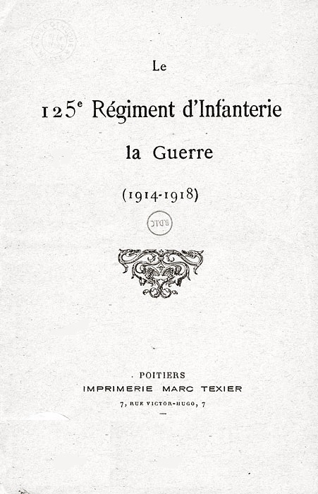 Historiques 20e RAC et 125e RI Poitiers ESC - FEV 3  VENDUS Ri12510