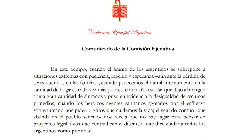 COMUNICADO CONFERENCIA EPISCOPAL ARGENTINA Comuni12