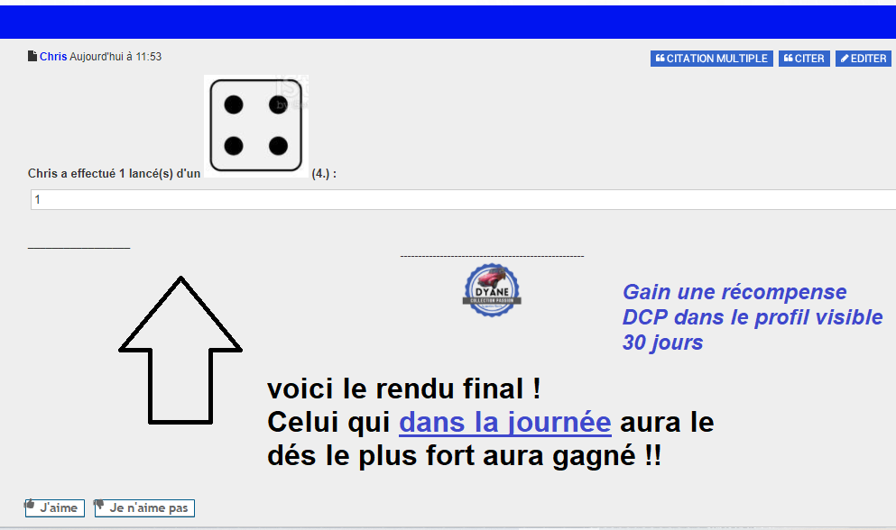 Jouez au Lancé de Dés sur DCP Captu267