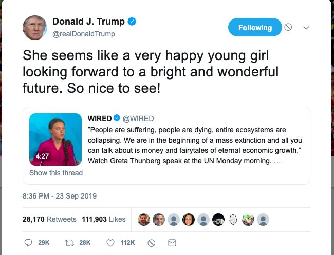 Greta Thunberg mocks Donald Trump using old tweet he posted to her in 2019 Esnmn410
