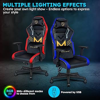 Lethal Black Ergonomic Gaming Chair RGB - Gamer Chair with RGB Light, Luxurious Velvet Fabric, 3D armrest 81hdt910