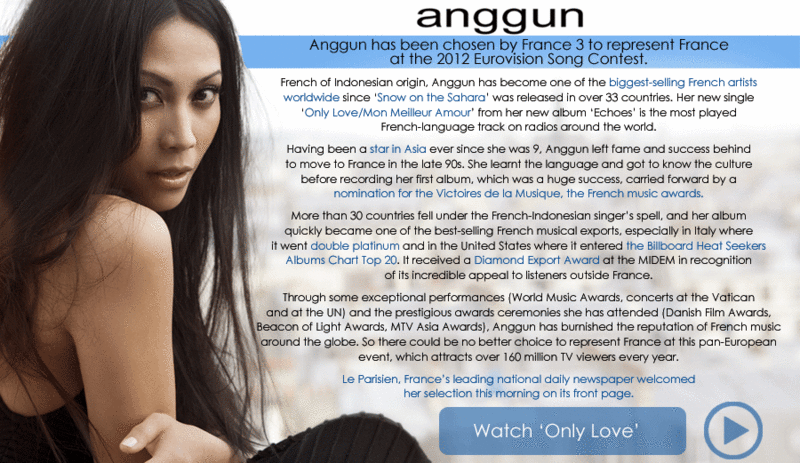 Eurovision : Anggun reprsentera la France en 2012 Euro10