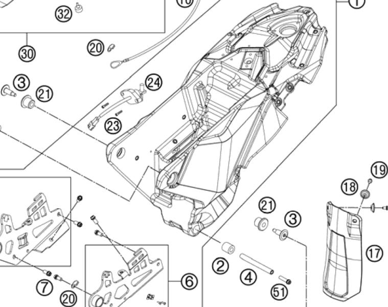 Casse des fixations de réservoir 690 enduro Tank10