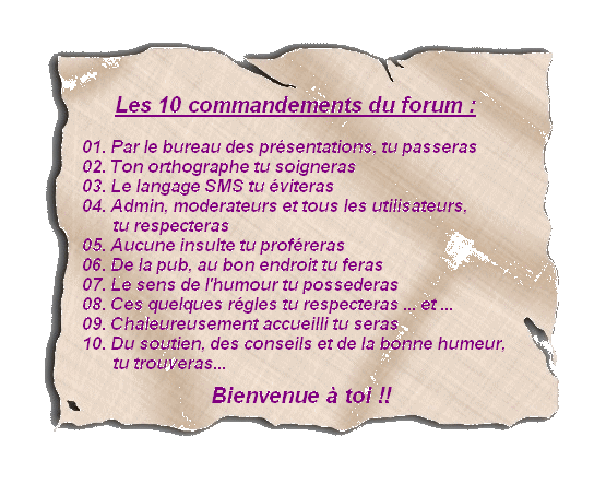Les dix commandements du forum Parche10