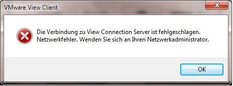 VMware View Client Die Verbindung zum View Connection Server ist fehlgeschlagen View_e10
