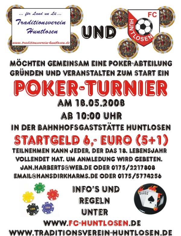 1. Pokerturnier in Kooperation des FCH und des Traditionsvereins Plakat16
