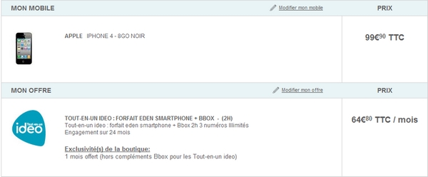 Bon plan: iPhone 4 gratuit et 4S à 149,90€ chez Bouygues Telecom Iphone13
