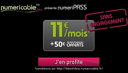 NumeriPass à 11€  sans engament sur Bbox Fibre Numcab10