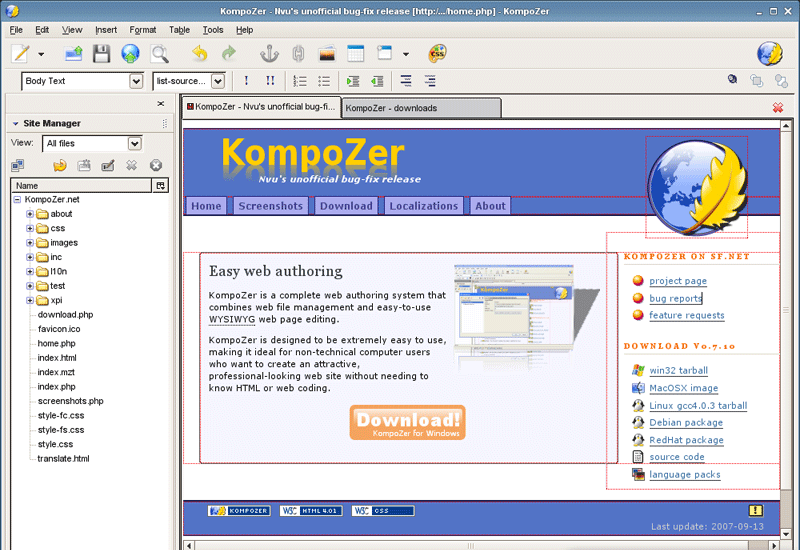  برنامج KompoZer 0.7.10 لإنشاء وتحرير صفحات مواقع الانترنت مجانى بحجم 8 ميجابايت 234
