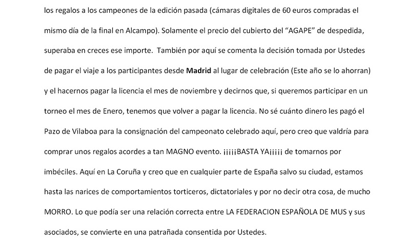 Carta abierta de MATUTE a la Federación Española de Mus Celia511