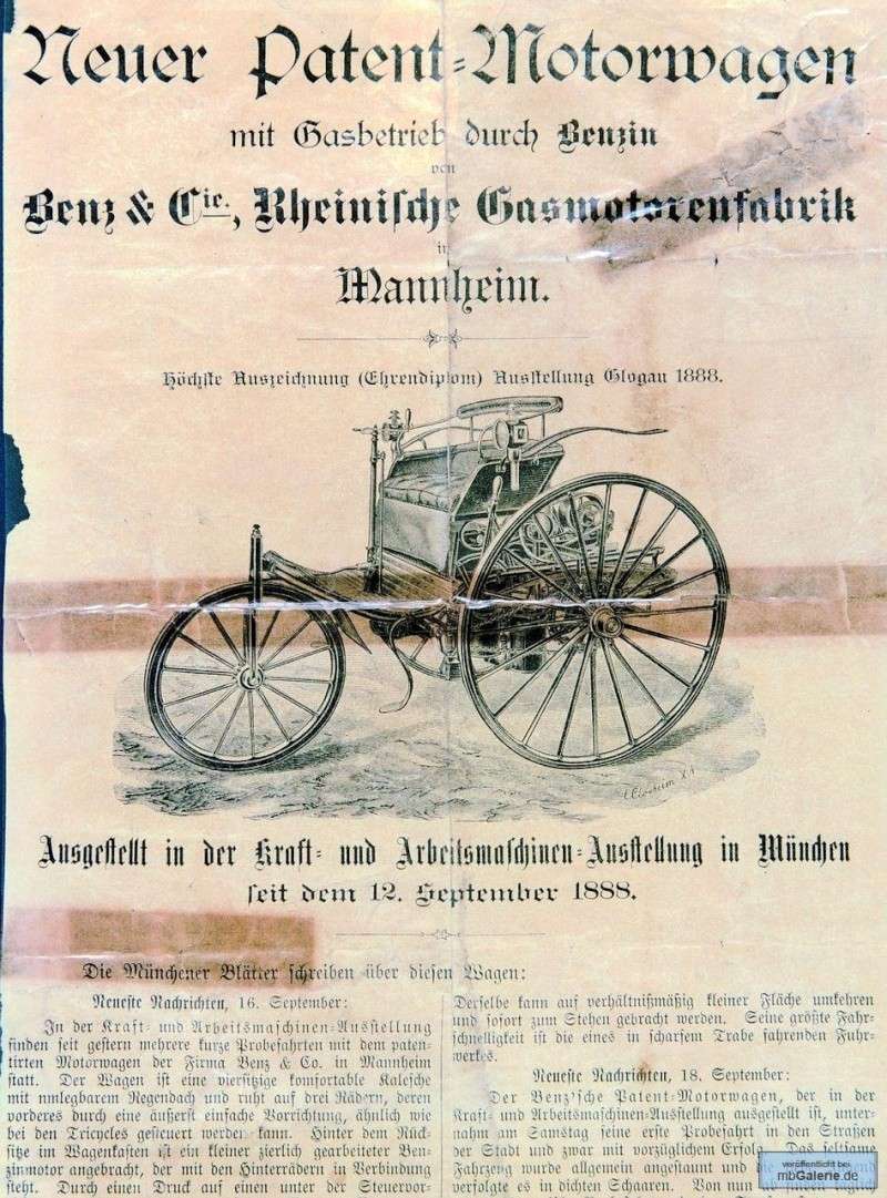 Le Tricycle Benz  "Patent MotorWagen" 1886 Mbgal865