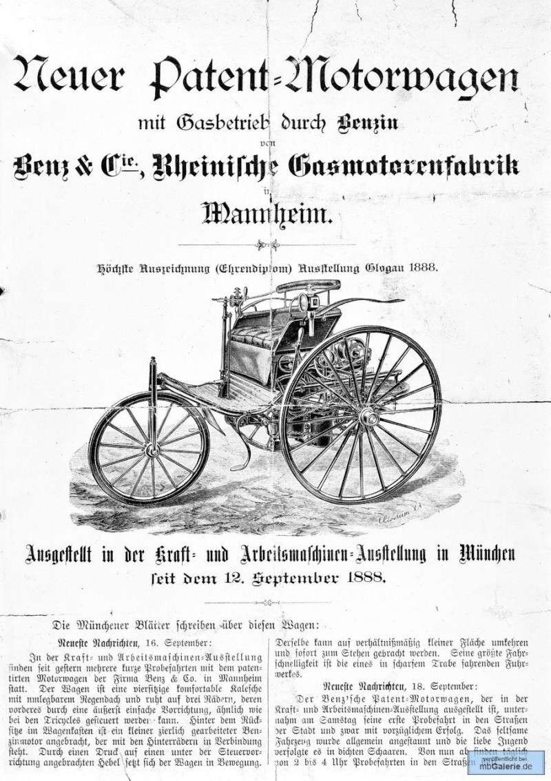Le Tricycle Benz  "Patent MotorWagen" 1886 Mbgal876