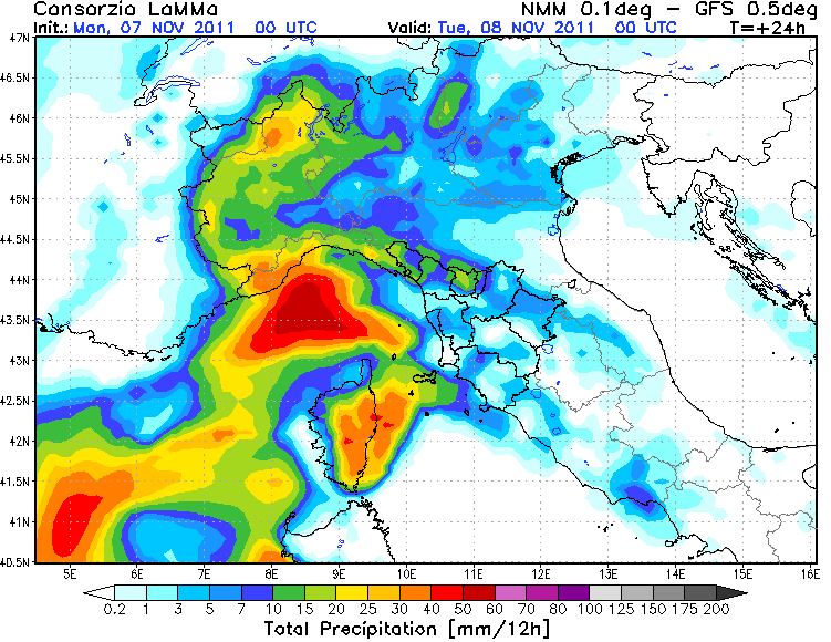 novembre - Osservazioni 7 novembre (alluvione elba) Pcp12h20