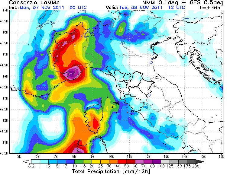 novembre - Osservazioni 7 novembre (alluvione elba) Pcp12h21