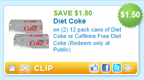 $1.50/2 Diet Coke 12-Pack Cans Publix Store Printable Coupon Diet-c10