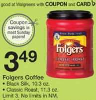 Folgers Coffee only $2.99 at Walgreens  Scree283