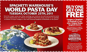 Spaghetti Warehouse: B1G1 FREE Spaghetti Entree Coupon Spaghe10