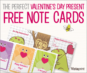 Vistaprint:  FREE 10 Valentine’s Day Notecards Vistap10