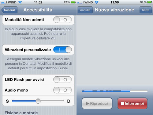 iOS 5 su iPhone: come impostare le vibrazioni personalizzate Vibraz10