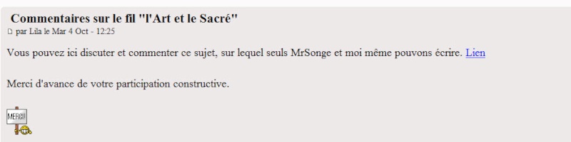 Commentaires sur le fil "l'Art et le Sacré" - Page 3 Lila13