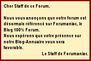 Félicitations ! Vous êtes sur Forumaniac, le Blog 100 % Forum ! Invita10