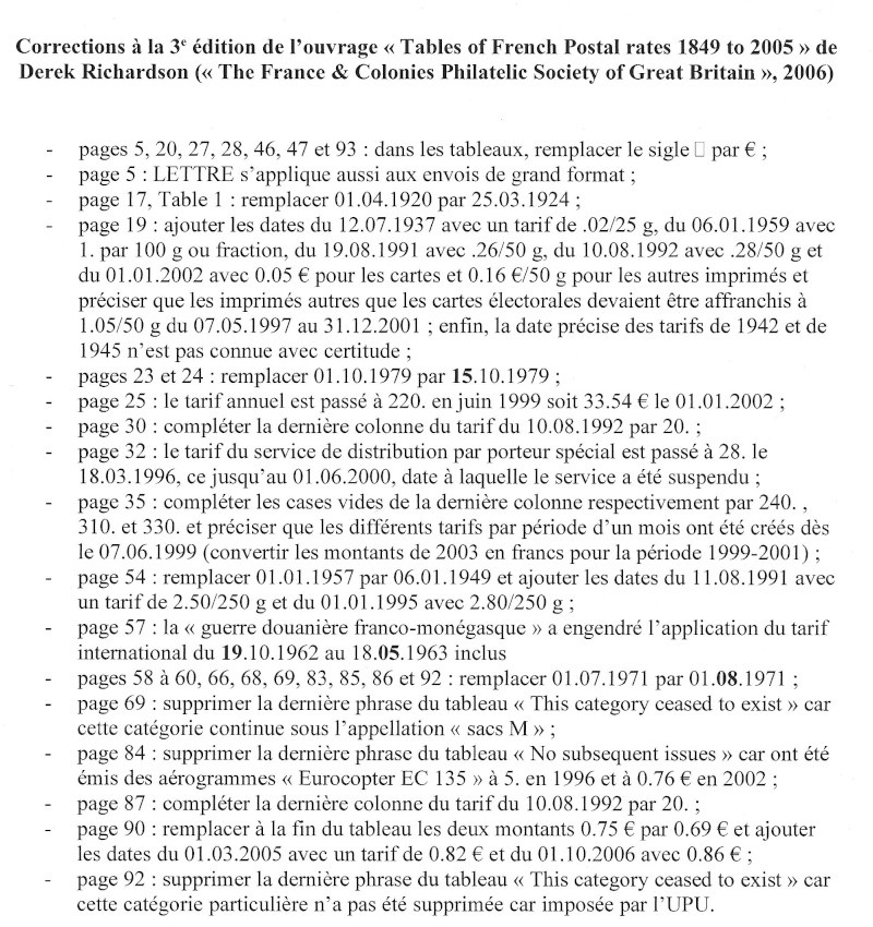 Ouvrages sur les tarifs postaux français Correc11